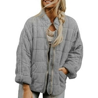 Ketyyh-chn жени зимни палта мода дълго палто тънка дебело палто топло яке сиво, l