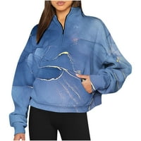 Суичър на Вонкос за жени Нови пристигания- дълъг ръкав с цип отпечатани отпечатани пуловерни върхове ризи