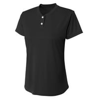 Просто заготовки просто загаси Tek 2-бутон Henley-Black-XL