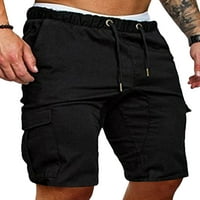 Sprifallbaby Men Cargo Shorts Атлетични, еластични талии на талията солидни летни къси панталони с джобове плюс M-3XL