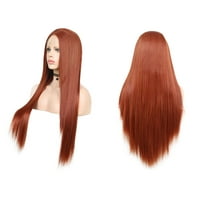 Уникални изгодни сделки дантелени перуки за жени 24 кафява дълга права коса със синтетични фибри с капачка