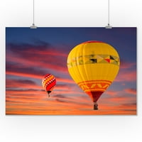 Балони с горещ въздух на залез фотография a-