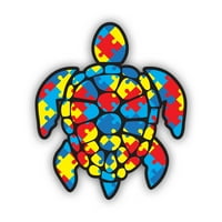 Аутизъм Пъзел Стикер за морска костенурка Декал - самозалепващ винил - устойчив на атмосферни влияния - Произведено в САЩ - Разстройство на правата за аутистично увреждане