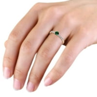 Изумруден и диамантен годежен пръстен 0. CT TW в 14K розово злато.size 8.5