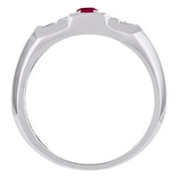 Мъжки Ruby & Diamond Ring White Gold Plated Silver