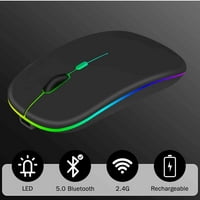 2.4GHz & Bluetooth мишка, акумулаторна безжична светодиодна мишка за TCL Tab 10S 5G също съвместима с телевизионен лаптоп Mac iPad Pro Computer Tablet Android - Deep Green