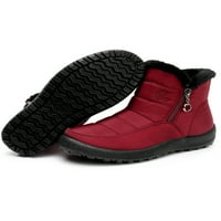 Lumento Winter Boot for Women Zip Up Snow Boots Comfort Топли ботуши Дишащ глезена Бутка студено време Небрежно плюшени обувки с облицовани обувки Red 6.5