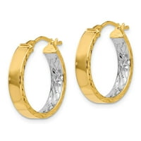 Jewels Leslie's 14K Yellow Gold & White Rhodium Polished & D C Hoop обеци