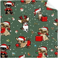 -Dake Коледа коледно куче мопче сладко смешно одеяло за целия сезон първокласно леко хвърляне за легло мек топъл диван одеяло 30 x40 xsmall за домашни любимци