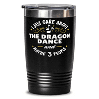 Забавен подарък за любителите на Dragon Dance - Сладката дракон танцуваща чаша 20oz черна неръждаема стомана с подарък за капак