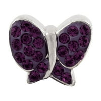 Твърди стерлинги сребърни отражения лилаво cz кубичен циркония Swarovski Crystal Butterfly Bead