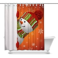 Забавен снежен човек и снежинки Весели Коледа тематична водоустойчива душ завеса декор тъкан баня комплект