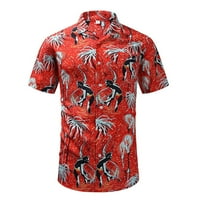 Етнически стил на мъжете от печат с къси ръкави свободни копчета ежедневни ризи блузи върхове