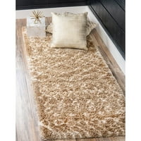 Rugpal Shag Shoploni Collection Area Rug Taupe - 2'7 x10 '