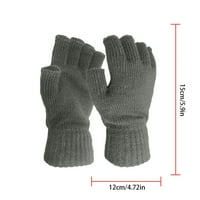 IOPQO ръкавици ръкавици мъже и жени зимни топли плътни цветни плетени половин пръстен ръкавици протектор сив сив