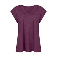 Mlqidk дамски върхове капачка ръкав блузи тениска небрежно свободно прилепване основни ризи върхове за резервоари, лилаво s