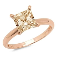 1,0ct принцеса изряза кафяв естествен морганит 18k розово злато годишнина годежен пръстен размер 6.5