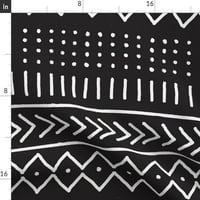 Памучна сатена покривка, 70 108 - кал черноафрикански вдъхновени бели линии точки стрелки от печат на персонализирани спални бельо от спор с лъжица