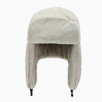 Женска шапка твърд цвят катарама есен зимен купол топъл ушен капак шапка за открито, каки