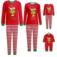 Гринч Xmas Family Family Съвпадащи пижами комплект Grinch Letter Print Christmas Homebear Striped PJS за възрастни деца бебе
