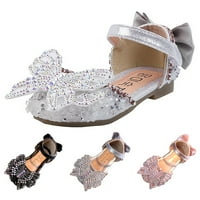 Обувки за малко дете лято момичета танцови обувки принцеса рокля с обувки копринен лък Rhinestone Mesh Low Light и удобна