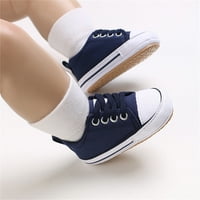 Yinguo Spring и Summer Children Toddler Shoes Boys and Girls Sports Shoes Flat Bottom Light Lace Up Canvas Небрежен стил Синьо 13