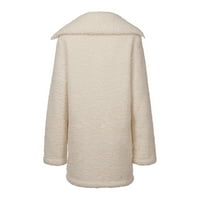 Женски зимен руно яке с качулка леко отворени предни жилетки ежедневно топло размито сгъстяващо палто връхни дрехи