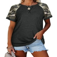 Женска лятна модна кръгла шия с къс ръкав камуфлажен тениска за печат