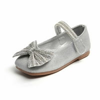 Кожени обувки за принцеси за момичета Продаване на бебе момиче Детци с мека плътна кожена обувки Princess Shoes дебел дъно ежедневни обувки сребро 15- месеца