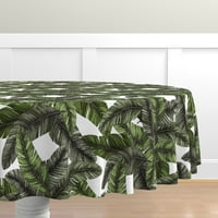 Памучна сатена покривка, 70 кръг - тропически палмови листа бананови листа джунгла Лятна тропична печат по поръчка на спално бельо с лъжица