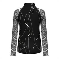 Abcnature жени наполовина висок яка с дълъг ръкав блясък чисти мрежести върхове тениска блуза, мрежеста пуловер раирана туника дантела с дълъг ръкав, основни върхове на блузата черно, g xxl