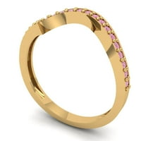 0. CT блестящ кръгъл крой симулиран розов диамант 18k жълто злато, подреждаща се лента SZ 8.5