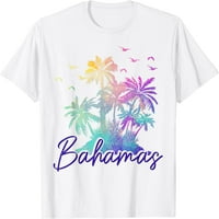 Женски бахамски острови Насау плаж реколта палми за ваканция за ваканция графика Небрежни ризи за кръгла шия бял тройник