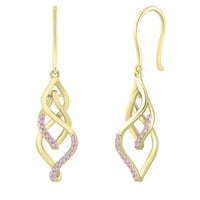 DazzlingRock Collection Round Pink Sapphire Infinity Knot Twist French-Wire Dangle Drop Обеци за жени в 10K жълто злато