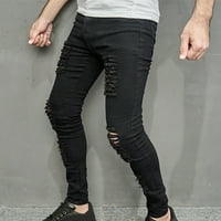 Аербиу мъжки панталони от дънкови панталони разрушени дънки с дупка за мъже прав крак тънък прилягане на улични дрехи Жан панталони