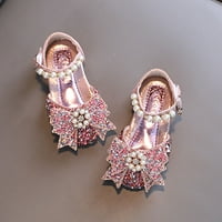 Снежни ботуши момичета размер модна пролет и летни деца танцови обувки момичета рокля изпълнение принцесови обувки пайети перлени лъскави закопчалки с лък