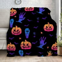 Хелоуин одеяло, скелет на ужаси Гробище Тиквен фенер Misty Dead Halloween одеяло за хол Естетичен декор,136