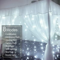 String String Lights Светлини за завеси с отдалечен 7,9 'L 5.9' W 144-крушка USB приставка LED светлина за сватба за домашна спалня декор, бяло