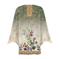 Apepal женски флорален принт пух ръкав Kimono Cardigan Loos