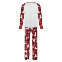 Hoksml Коледна пижама за семейни съвпадащи комплекти Модни коледни мъже, съвпадащи пижами, PJS за семейство комплект червени карирани топ и дълги панталони за спални дрехи