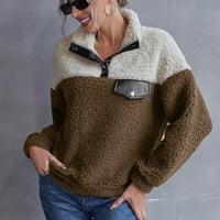 Женско размито палто от яке от руно леопардов принт Лапина дълга ръкав шерпа пуловер зимен топъл моден салон за изтичане