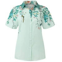 Бутон за разчистване на женски тройник с риза жени с къси ръкави с v-образно деколче флорални принт блузи летни ежедневни върхове