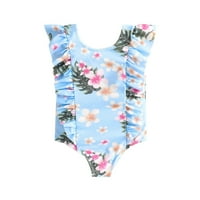 Детски бански костюм лято малко дете момичета Ruffles Floral щампи бански костюми Beach onesie Bikini Bikini Swimming Suits for Kids