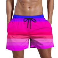 Qiaocaity Beach Shorts for Men Summer Men Небрежни шорти за градиент с джобове еластични талии плажни панталони горещо розово 4xl