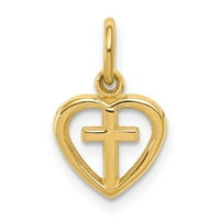 Extel Medium 14k Gold Cross in Heart Charm, направен в САЩ