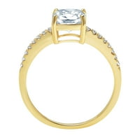 2. CT Brilliant Cushion Cut Clear Симулиран диамант 18K жълто злато пасианс с акценти пръстен SZ 7.5