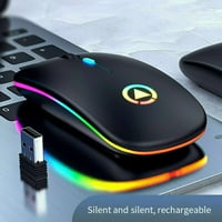 LED безжична мишка, тънка безшумна мишка 2.4G преносима мобилна оптична офис мишка с USB приемник, по -малко шумни мобилни оптични мишки за тетрадка, компютър, лаптоп, компютър, Mac