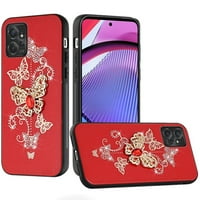 За Motorola G Power 5G Splendid Diamond Glitter Ornyments Гравиране на калъф - градински пеперуди червено