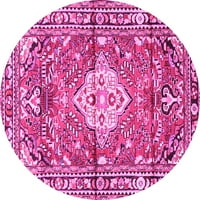 Ahgly Company Indoor Round Medallion Pink Traditional Area Rugs, 7 'Round