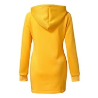 KPOPLK Женски качулки с качулки с дълги ръкави пуловер качулки за жени пуловер туника върхове жълти, 3xl